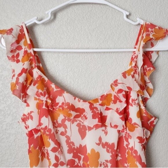 ANN TAYLOR x VINTAGE 90s flutter sleeveless silk floral top size 6 - Picture 5 of 6